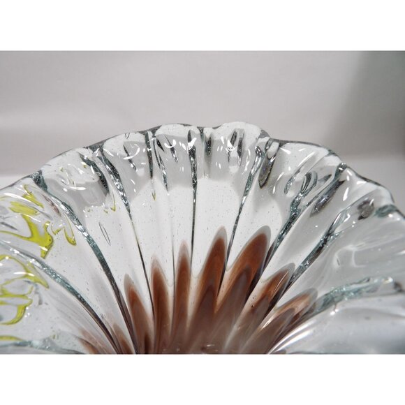 Vintage Hand Blown Art Glass Vase Purple Fused Clear Decorative Display - Picture 12 of 13